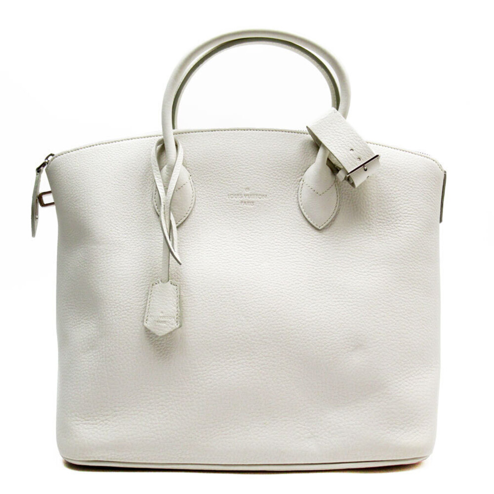 Louis Vuitton Lockit Leather Handbag Off White Silver